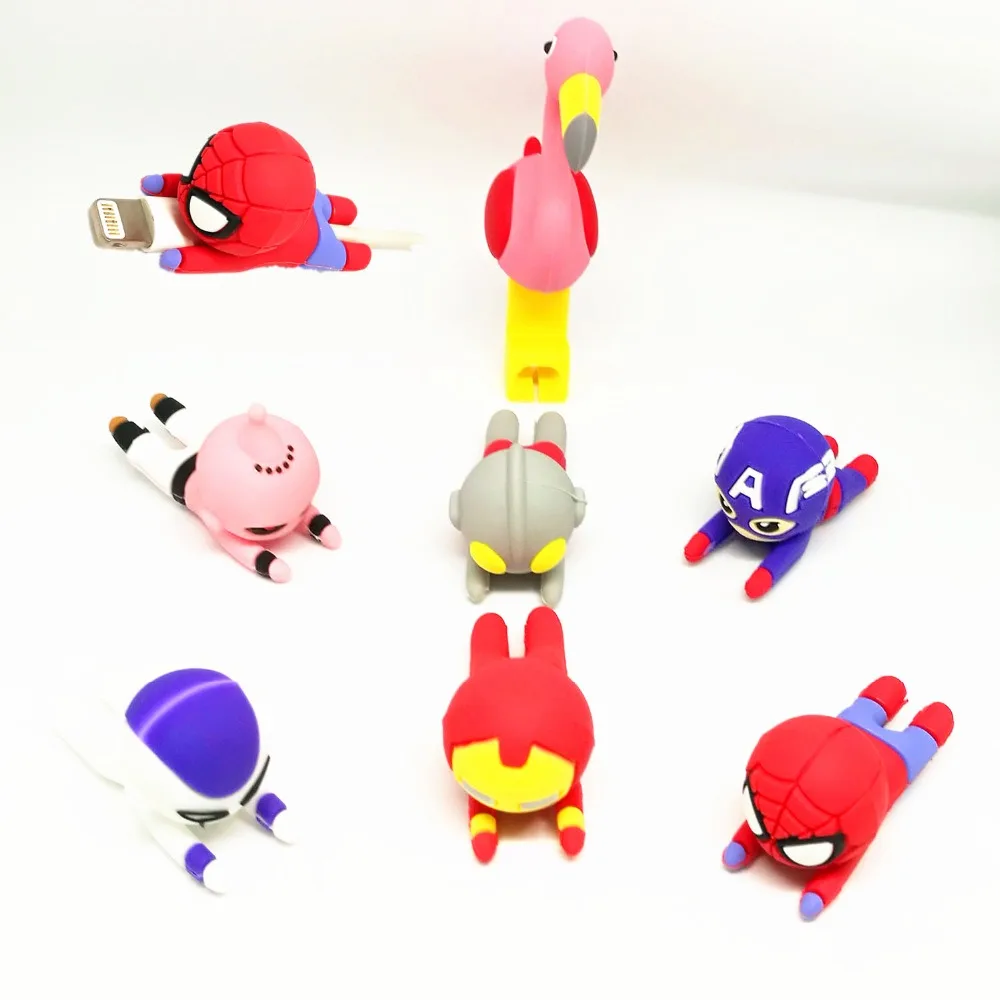 

Cable buddies Protector for Iphone cable Winder Phone holder Accessory Marvel Superhero Spiderman Captain doll model funny