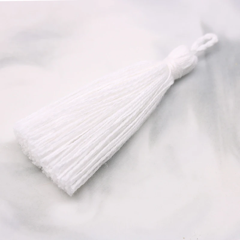 20PC 6CM Mini Pure Cotton Tassel Home Textile Curtain Clothing Pendant Tassels DIY Jewelry Making Charms Pendants Craft Tassels - Цвет: White