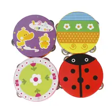 6 дюймов табурин Orff музыкальный инструмент Woode Ручной Колокол встряхнуть барабанный бубен игрушки для детей подарок для детей случайный цвет