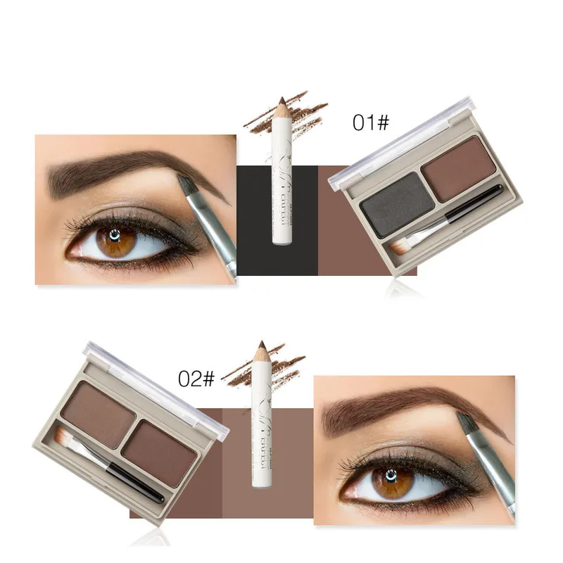 

2 Colors Waterproof Eyebrow Powder Eye Shadow Makeup Eye Brow Palette with Brush Eyebrow Enhancer Professional Makeup Tool TSLM1