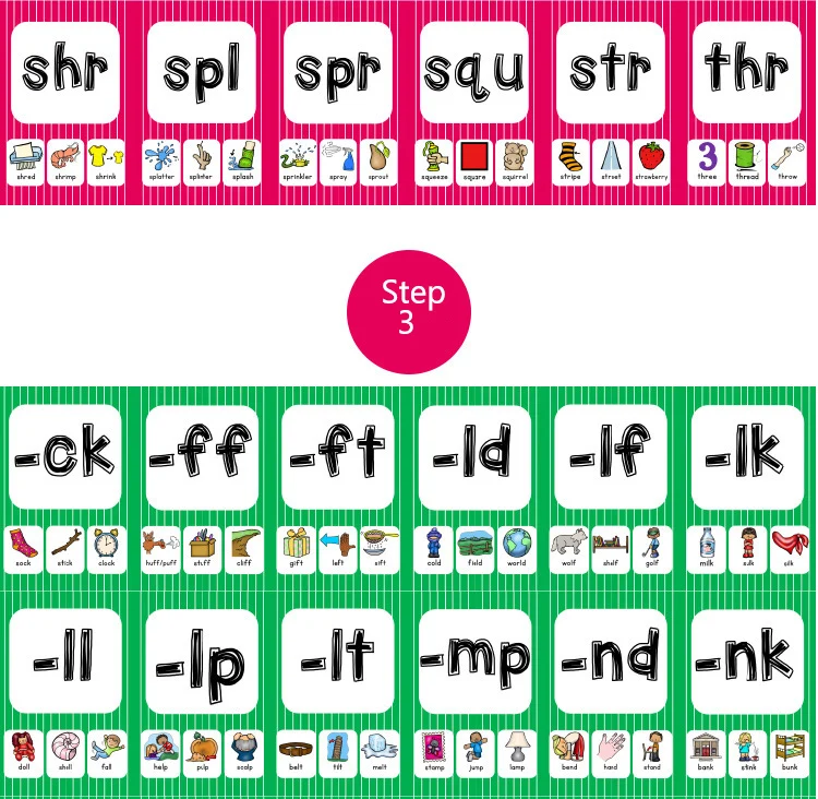 Cartão para Crianças Inglês Fonics Raiz Pronúncia Regras Crianças Aprender Palavra Aprendizagem Brinquedos Educativos 128 Pçs - Set 12 regras crianças aprender inglês palavra cartão para