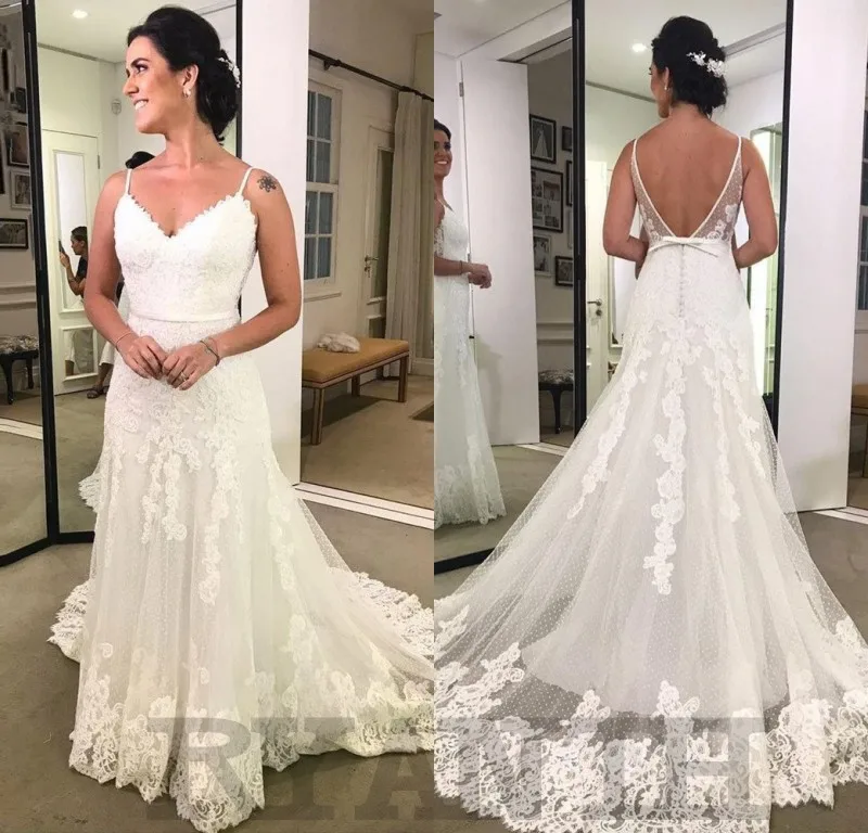 Женское кружевное платье на бретельках Vestido De Noiva недорогое пляжное свадебное