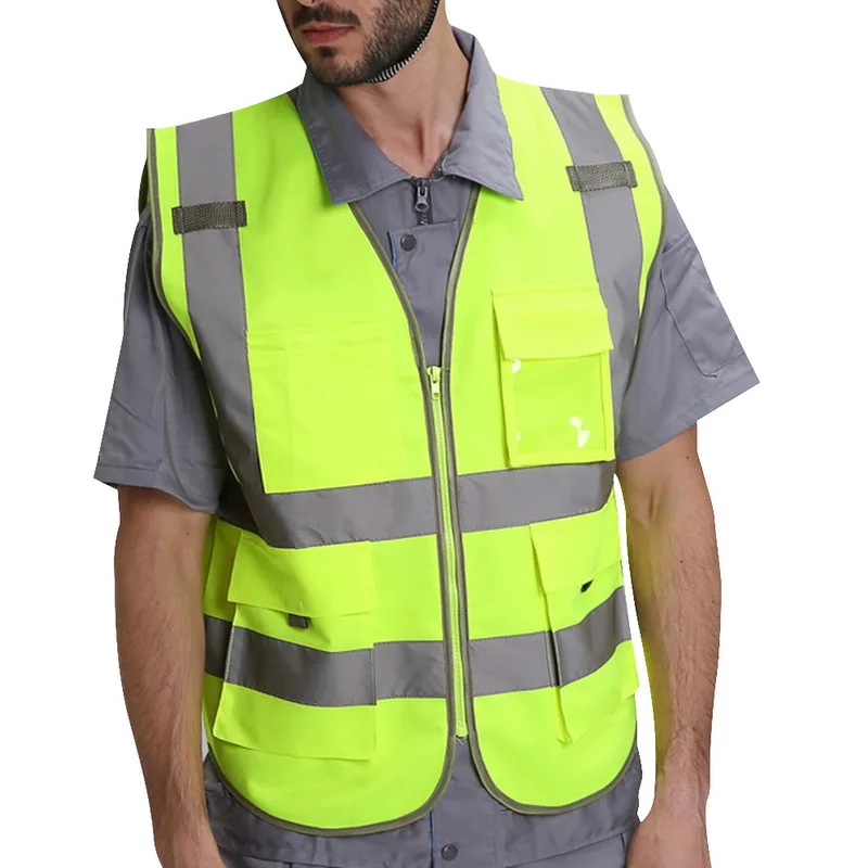 

MJARTORIA High Visibility Zipper Front Safety Vest with Reflective Strips Reflective Safety Workwear for Night Working Clothes