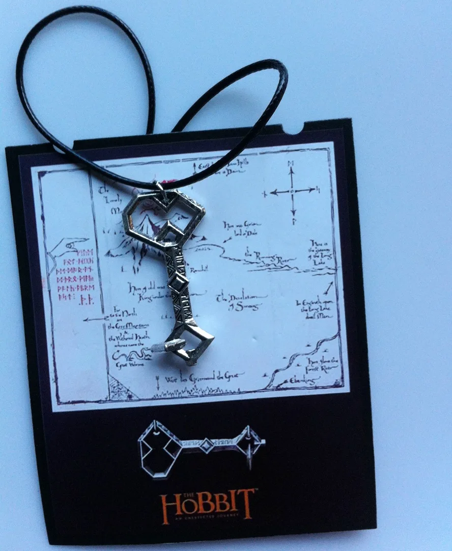 

Fashion Jewelry Hobbit The Desolation of Smaug Oakenshield Treasure Key Pendant Antique Silver Plated with Rope Necklace