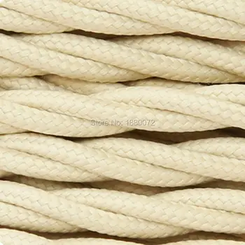 

2*0.75mm Ivory White Twisted cable Vintage Fabric Flex lampwire Antique Pendant Lamp Cord