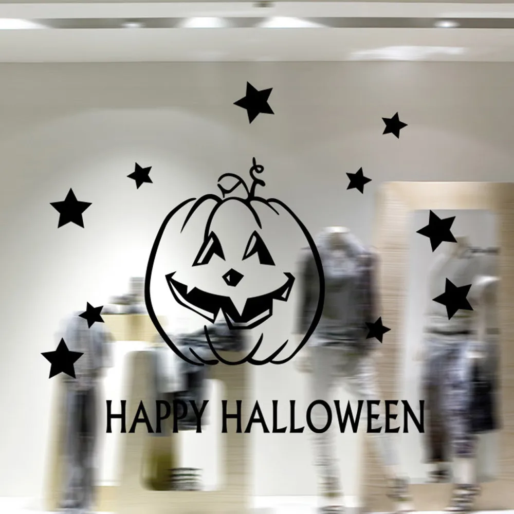 Vinyl Removable 3D Wall Sticker Halloween Party Supplies Smiling Pumpkin Decals For Wall Decal