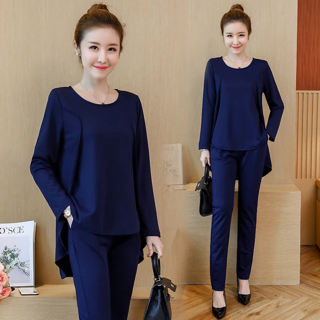Cheap 2018 New Women 2 Piece Set Women Suit Female Long Sleeve Lrregular Hem Tops Work Clothes Trousers Two-Piece Sets Foot Trousers Cheap 2018 New Women 2 Piece Set Women Suit Female Long Sleeve Lrregular Hem Tops Work Clothes Trousers Two-Piece Sets Foot Trousers