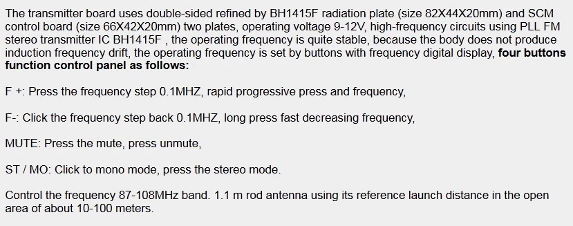 12V цифровой светодиодный BH1415F FM радио PLL стерео fm-передатчик модуль 87-108 МГц 100 м