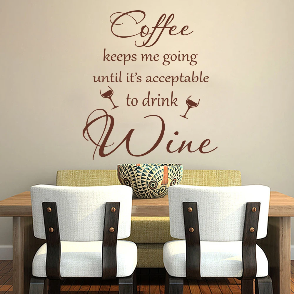 Modern Decal, Kitchen Wall Quote " Coffee keeps me going." Wall Art Sticker 