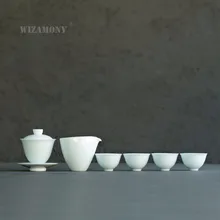 Wizamony китайский чайный набор кунг-фу Gaiwan Чайник чайные чашки ярмарка кружка Чайные Наборы белая керамика fot подарок пуэр посуда для напитков