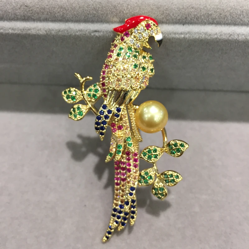 9MM natural sea water pearl brooch pins gold color parrot brooch pins multicolor Romantic fashion women jewelry free shipping цена 9MM natural sea water pearl brooch pins gold color parrot brooch pins multicolor Romantic fashion women jewelry free shipping цены онлайн