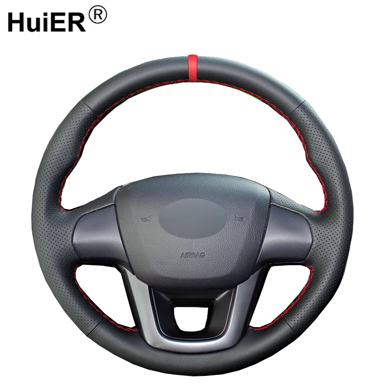 Чехол на руль автомобиля HuiER дышащий износостойкий красный маркер для Kia K2 Rio 2011 2012