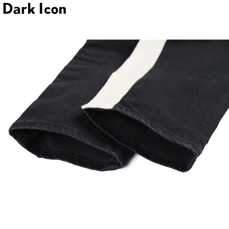 Джинсы DARK ICON мужские с белыми полосками сбоку новинка 2019 модные джинсовые брюки