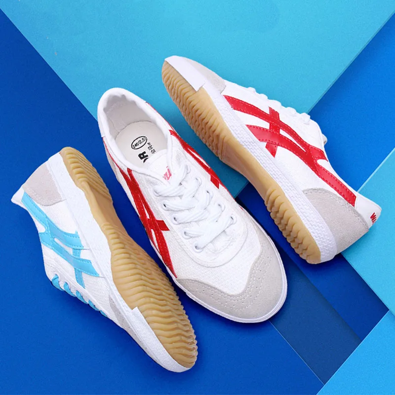 

USHINE EU34-44 Quality Red Blue Canvas Warrior Classic Retro Table Tennis Shoes Fitness KungFu TaiChi Shoes For Man Women