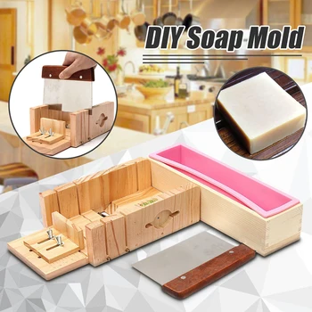 

Silicone Soap Mold With Wooden Box Eco-friendly Rectangle Silicone Soap Loaf Mold Wooden Box For Making Loaf Swirl Soap