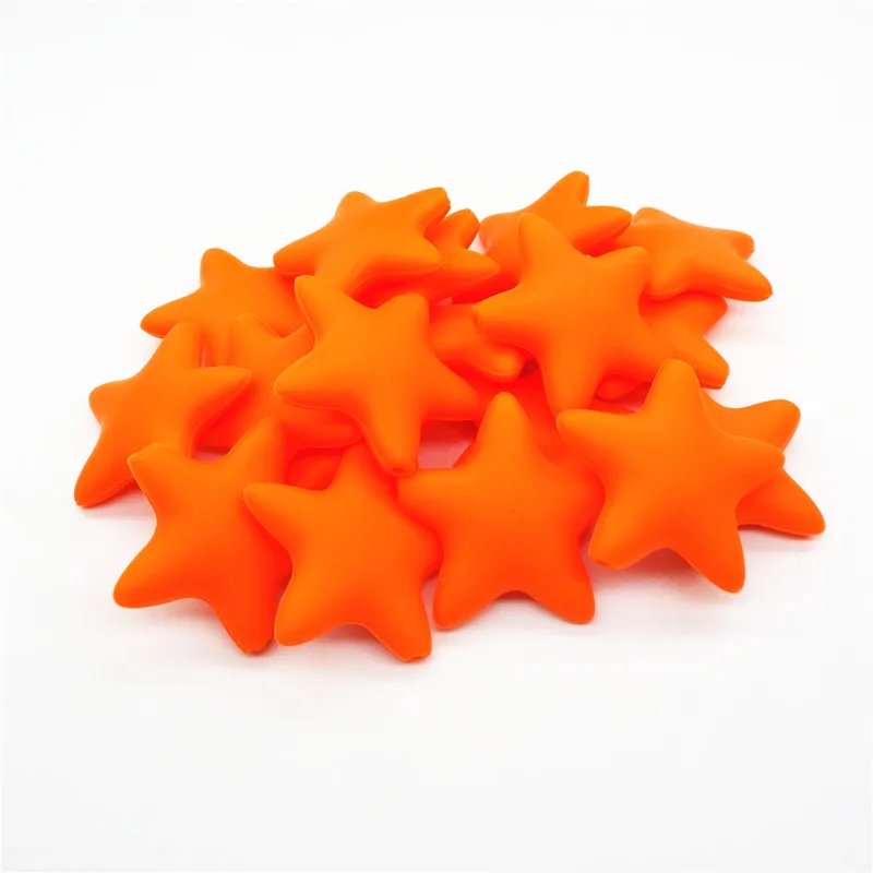 Chengkai 10 шт силиконовые бусины в форме звезды DIY детская погремушка пустышка украшения Прорезыватель для зубов игрушки изготовление 45 мм большая звезда бусины bpa бесплатно - Цвет: Orange