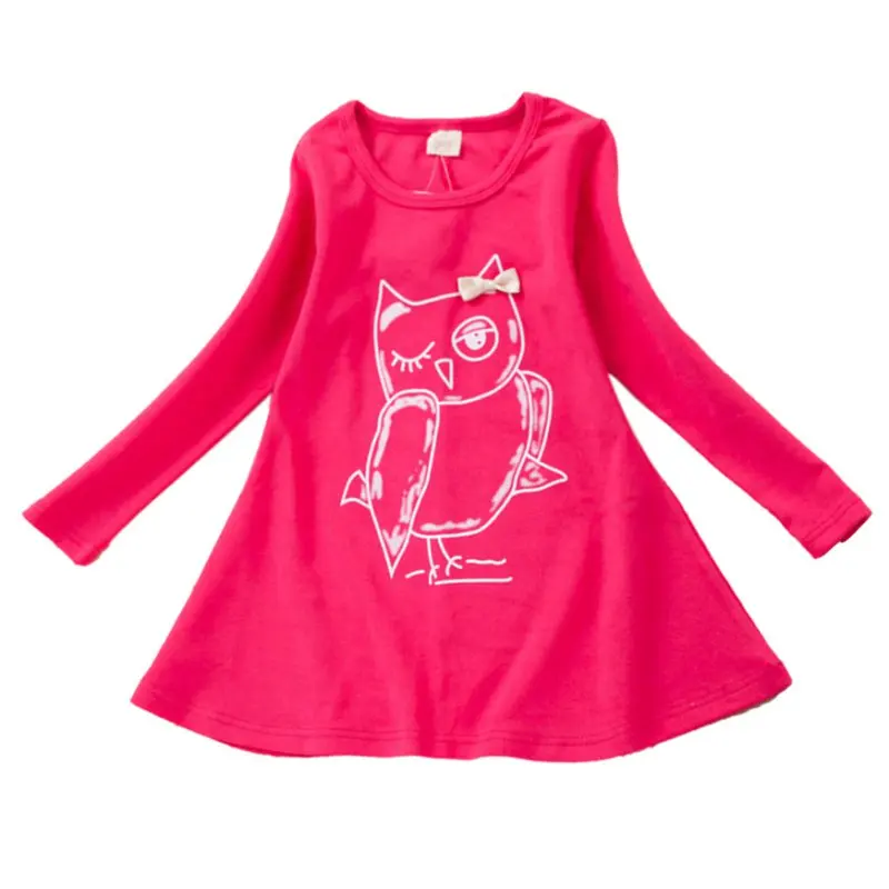 

Girls Cartoon Owl Baby Clothes Girl Dress Long Sleeves Cotton Baby Kids Girl Casual Dress