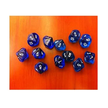 

5Pcs 1-10 10 surface transparent blue dice multi-faceted dice life counter indicator Dungeons ten sub complexion