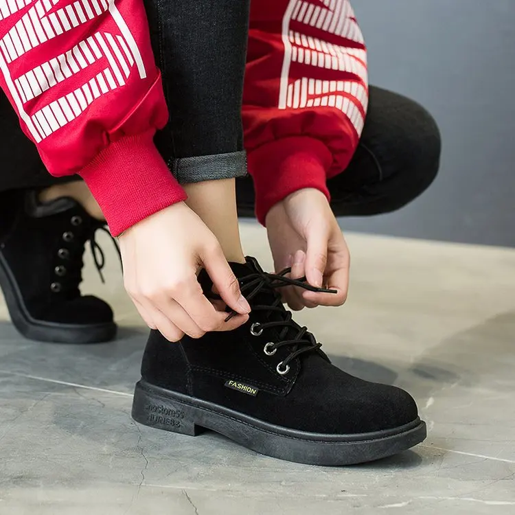 

Winter Woman Shoes Lace-up Female Snow Boots Square Ankle Boots Women New autumn