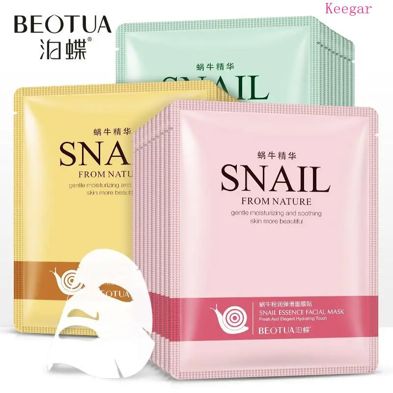 

10Pcs BEOTUA Snail Moisturizing Revitalizing face Mask Clearing Oil Control Whitening Shrinking Pore facial Masks Skin Care