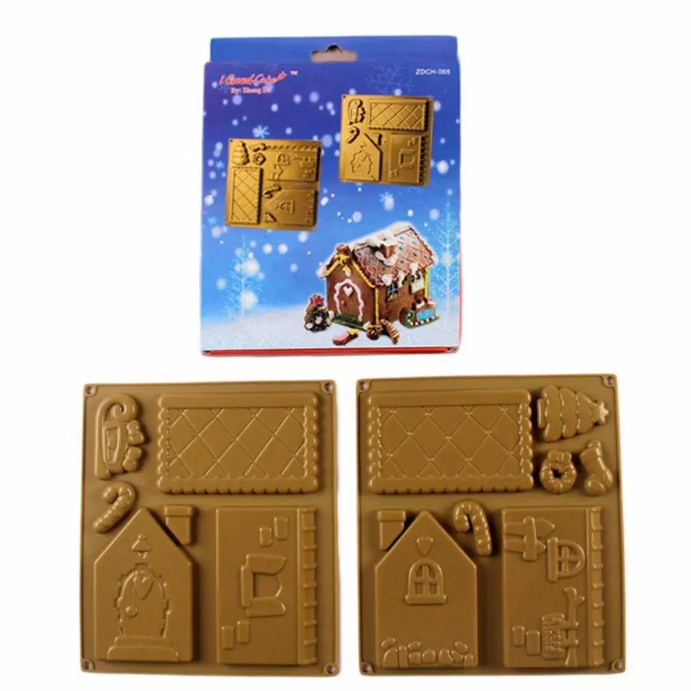 

Santa House Chocolate Mold Ginger Bakery Silicone Mold Fondant Cake Decoration Christmas Gingerbread House Silicon Mold Set