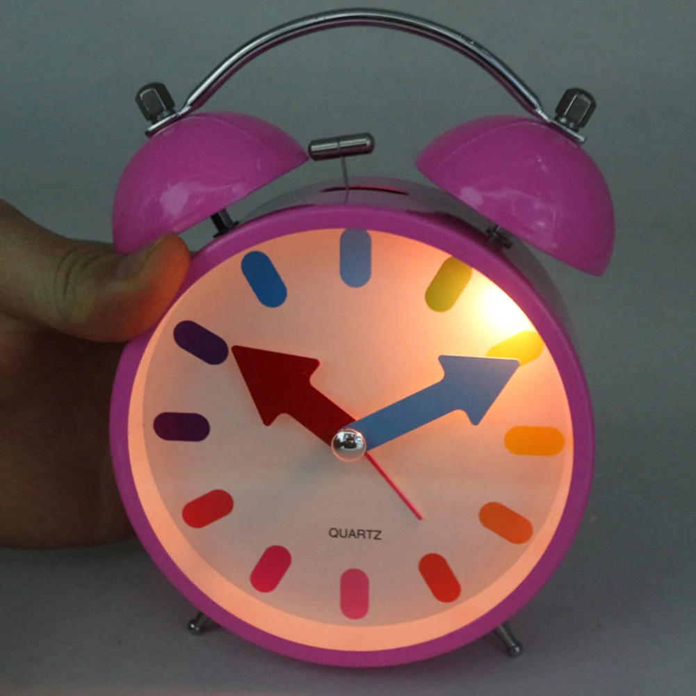 Children Students Alarm Clock Christmas Gifts Colorful Numbers Mute Metal with Backlight Desktop |