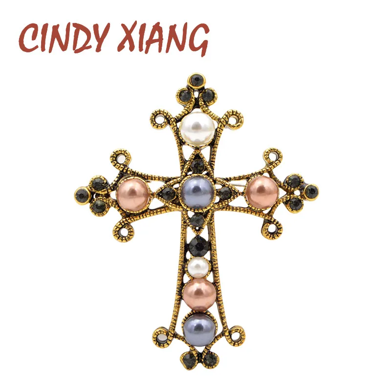 CINDY XIANG Новое поступление жемчужный крест барокко Броши для женщин | Броши -32890237626
