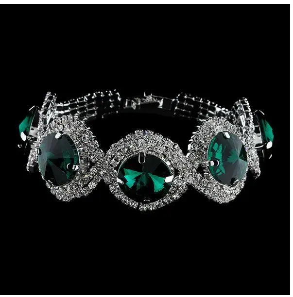 Посеребренные стразы браслеты для женщин украшения с синим камнем браслеты для Любви Жесткий браслет feminina богемный Кристалл B037 - Окраска металла: green