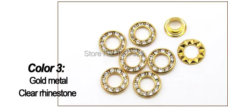 RE-12mm-001 80 компл./лот 3 цвета 12 мм круглые металлические медные Стразы люверсы хрустальные алмазные люверсы стеклянные люверсы