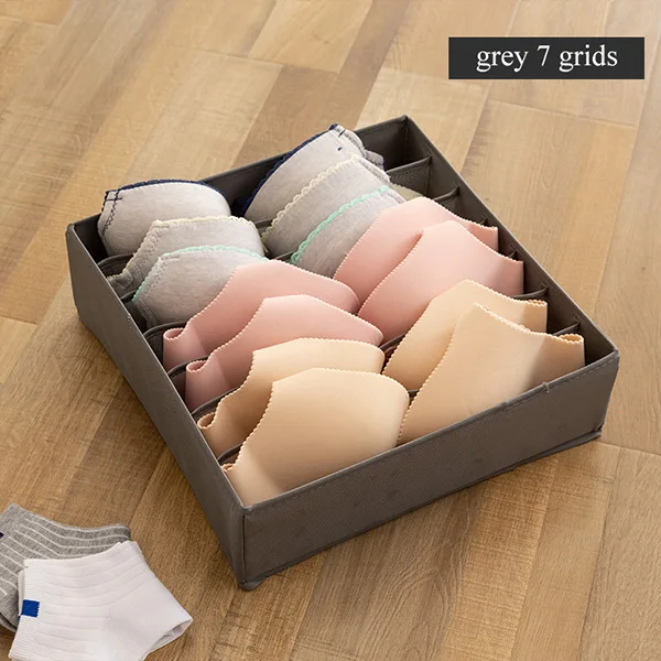 Органайзер для выдвижных ящиков, органайзер для хранения носков, домашняя разделенная коробка для хранения нижнего белья, 7 сеток, органайзер для бюстгальтера, складной - Цвет: grey 7 grids