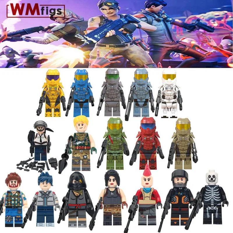 

Playerunknown's Battlegrounds Legoings Halo Spartan Solider With Weapon TPS Shooter Game Character Building Blocks Military Toy