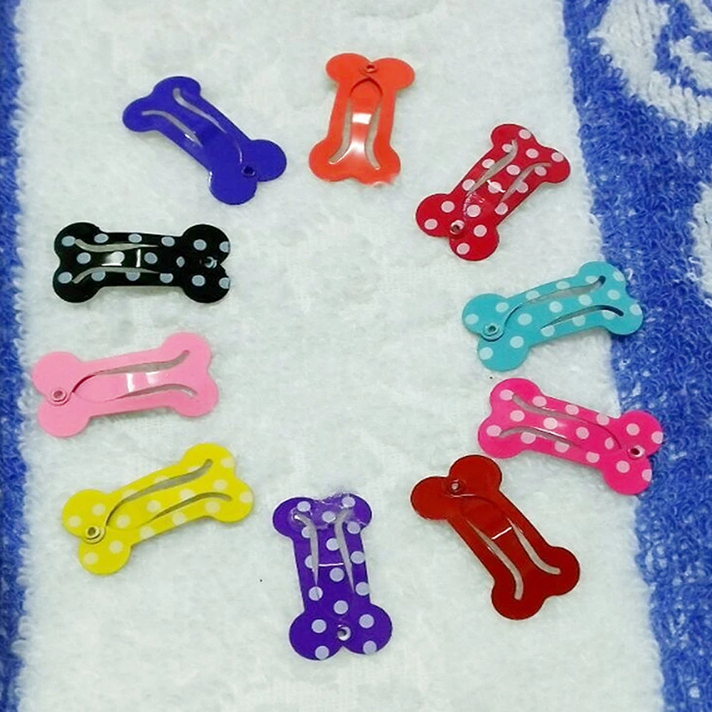 10pcs/lot 2.5cm Colorful Pet Hair Clip Bone Design Pet Dog Hair ClipsPet Hair Grooming Accessories