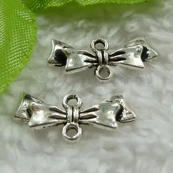 

400 pieces antique silver bowknot connectors 20x9mm #1467