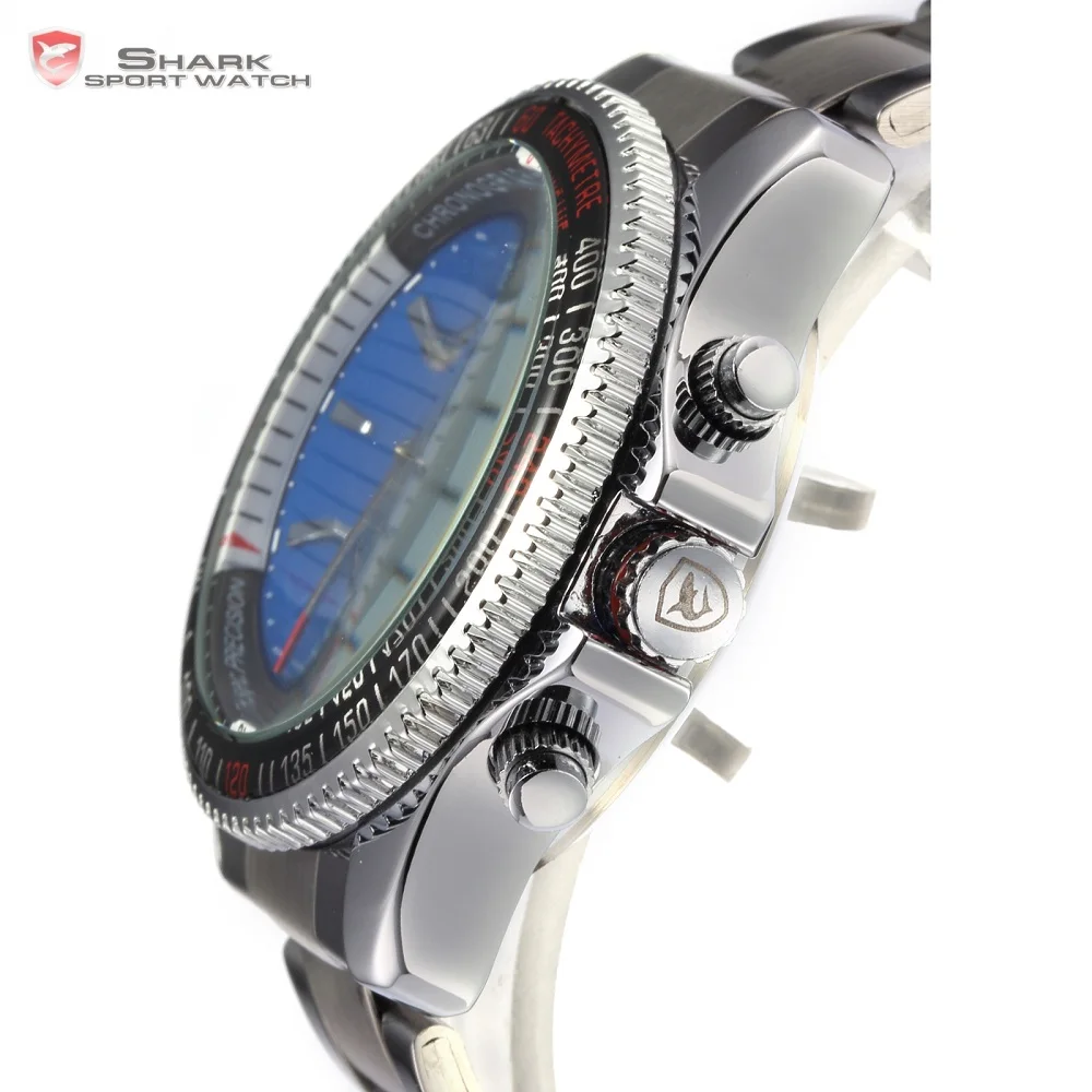 Mako SHARK Sport Watch Luxury Blue Men's Digital LED Date Alarm Military Electronics Steel Strap Wrist Watches Hot Clock /SH002 Mako SHARK Sport Watch Luxury Blue Men's Digital LED Date Alarm Military Electronics Steel Strap Wrist Watches Hot Clock /SH002