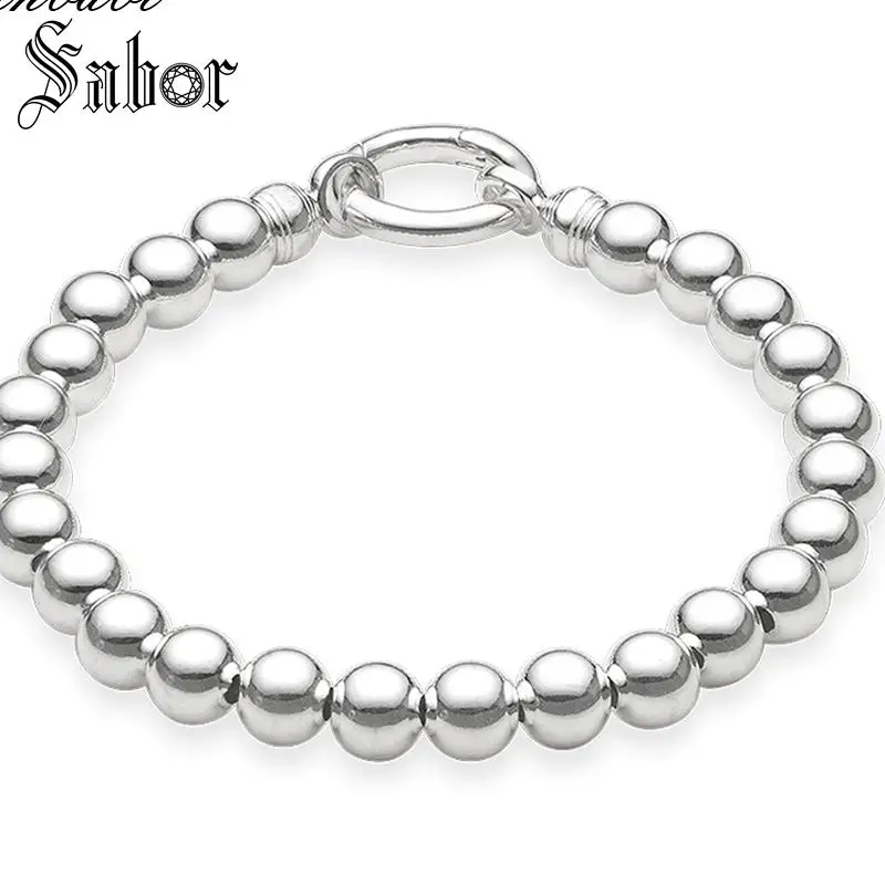 

mens Bracelet Silver Beads Width 0.8cm For Women & Men Office Gift Jewelry Bracelet Fit Charm Pendant thomas