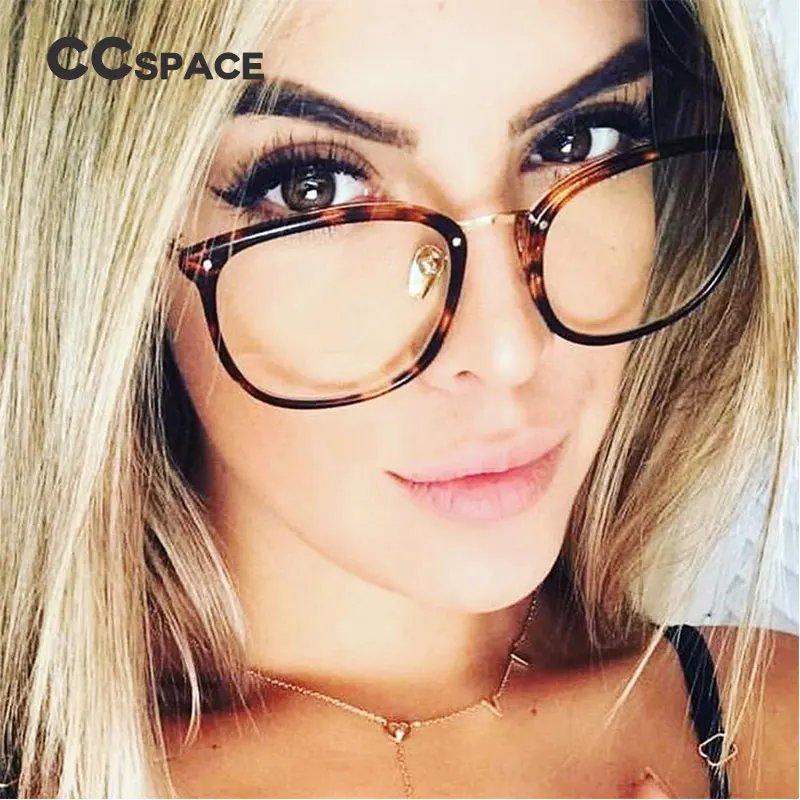 Ccspace Ladies Ultrafine Glasses Legs Metal Square Glasses Frames Women