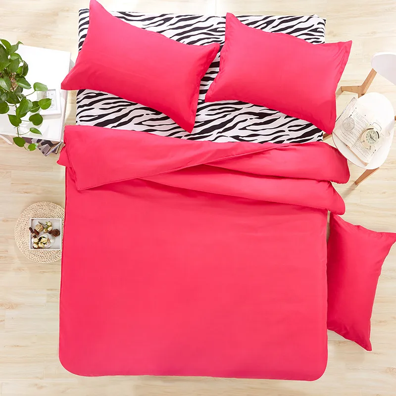 red Solid color Zebra pattern sheets bedding AB version of design bed
