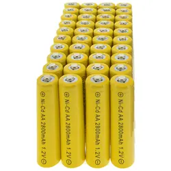 40 шт./лот AA никель кадмиевый аккумулятор NI-Cd 2800 mAh 1,2 V желтый