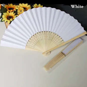 

[Auviderin] 60pcs Wedding Paper Fan Mixed Color Personalized in White Gift Bag for Promotional Gift