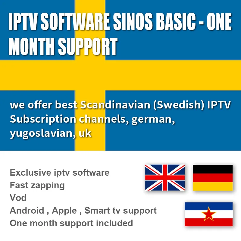 

Sweden IPTV Software for IOS Android phone and Smart tv box with 1000 channels, VOD update every week