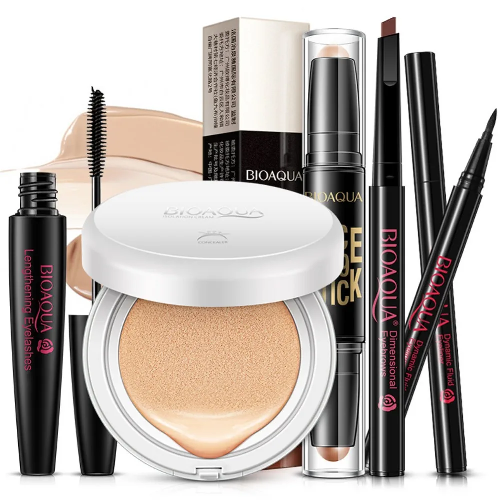 

BIOAQUA 5 Pcs Make Up Set Professional Makeup BB Cream Eyeliner Eyebrow Waterproof Mascara Highlighter Stick Kit #275667