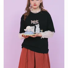 Новое поступление Женские футболки из хлопка с принтом кота Летние повседневные топы с круглым вырезом Модные женские