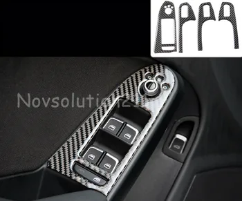 

LHD 4 * Carbon Fiber Handle Armrest Holder Window Lift Switch Button cover Trim For Audi A5 8T 2010 2011 2012 2013 2014 2015