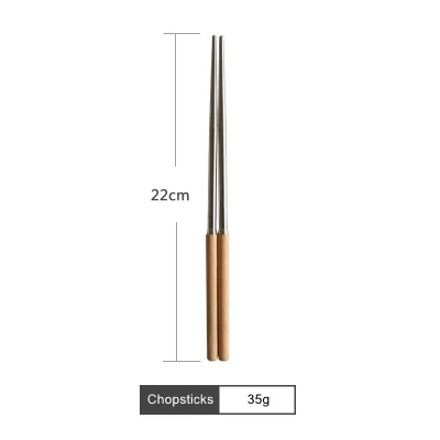 A-Chopsticks Столовые приборы из нержавеющей стали с деревянной ручкой столовая Вилка десертная ложка нож кофе чайная ложка фрукты кухонные вилки Аксессуары для посуды - Цвет: A-Chopsticks