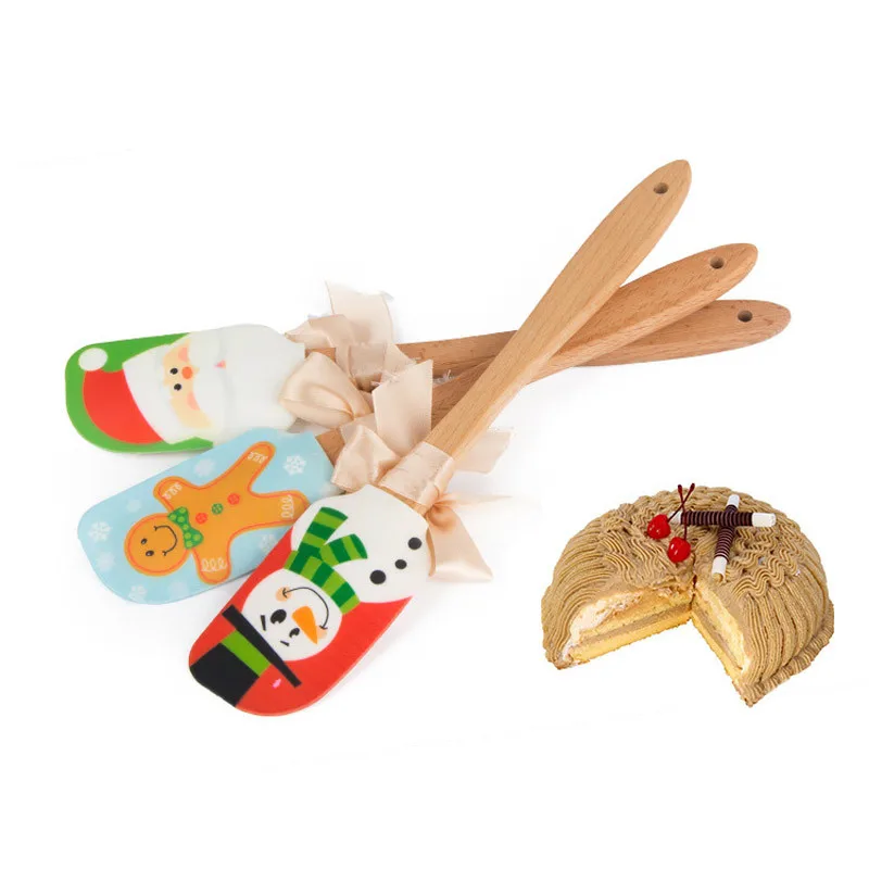  Christmas Kitchen Silicone Cream Cake Spatula Stirring Batter Scraper Brush Butter Mixer Cake Brush