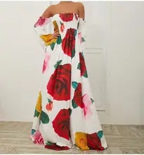 2019 Women Sexy Flower Print Strapless Backless Dress Elegant Off Shoulder Long Dress A-Line Floral Print Maxi Dresses stylish cami flower print a line women s dress