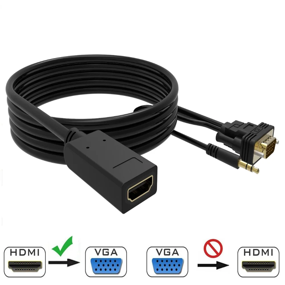 HDMI Female 1080p to 15 pin Male VGA Video Audio Converter Cable