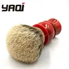 Yaqi-brochas de afeitar con mango de resina roja para hombre, 100% de pelo de tejón de Punta plateada, 24MM ► Foto 2/5
