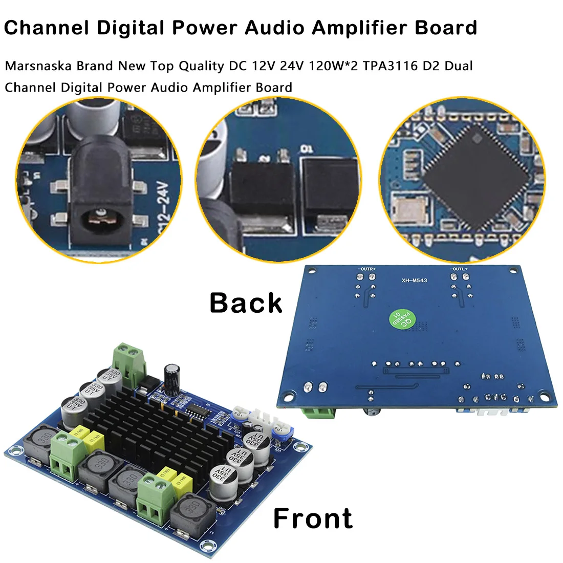 

TPA3116D2 2*120W High Power Digital Amplifiers Module Dual-Channel Amplificador Board Sound Amplifier Audio for Speakers Stereo