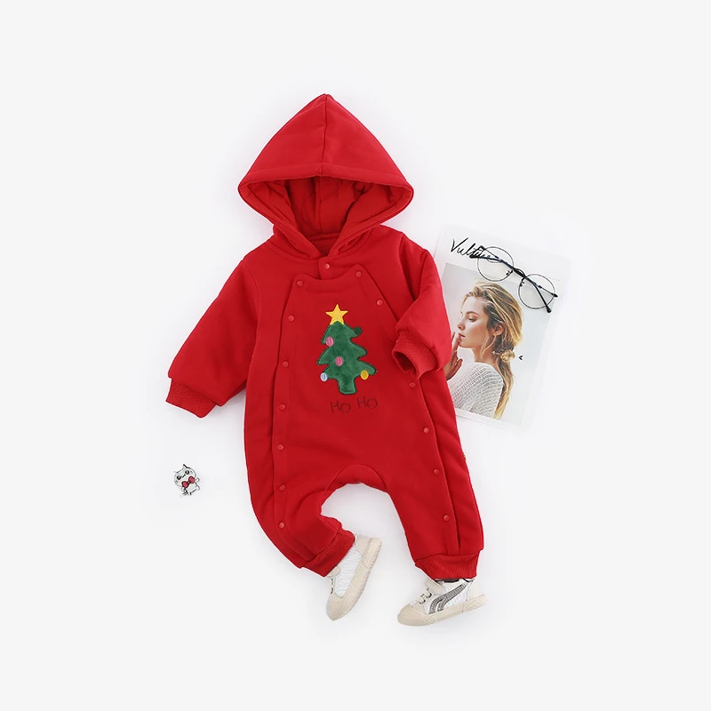 Модные осень-зима детская одежда, комбинезон для новорожденных комбинезон с рождественским оленем комбинезон с капюшоном Детские